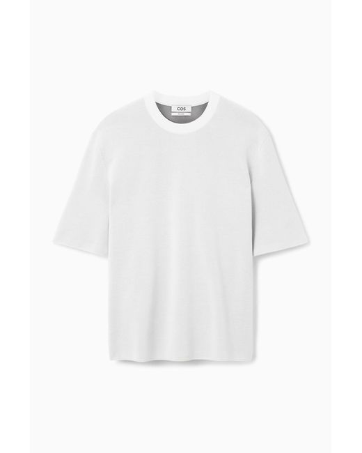 COS White Double-faced Knitted T-shirt for men