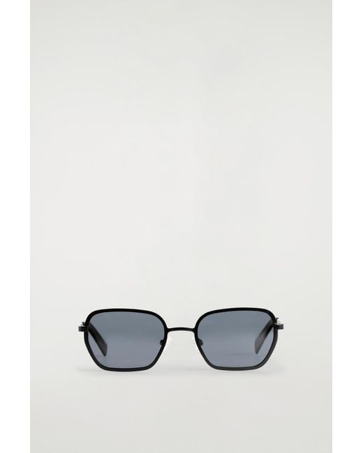 COS Black Wire-Frame Rectangle Sunglasses for men