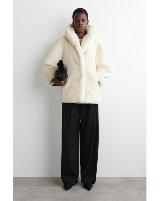 COS Natural Shawl-Collar Fur-Effect Jacket