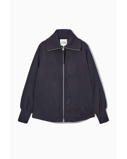 COS Blue Ribbed-collar Puffer Jacket