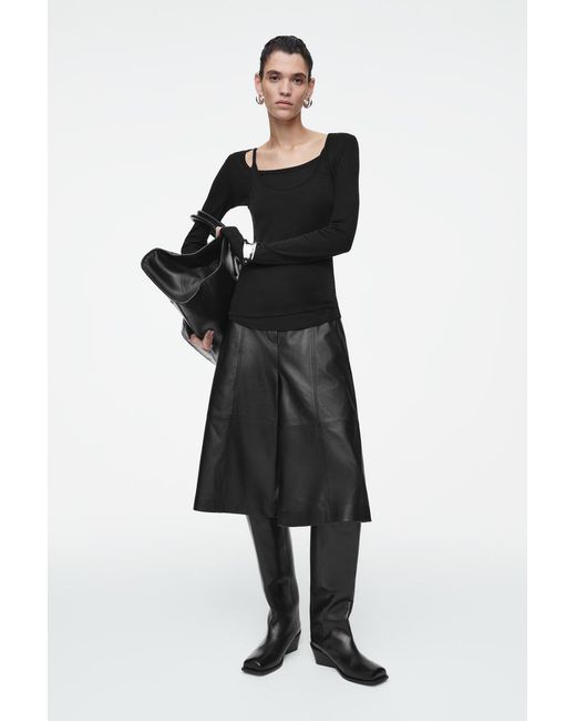 COS Black Scoop-Neck Merino Wool Long-Sleeved Top