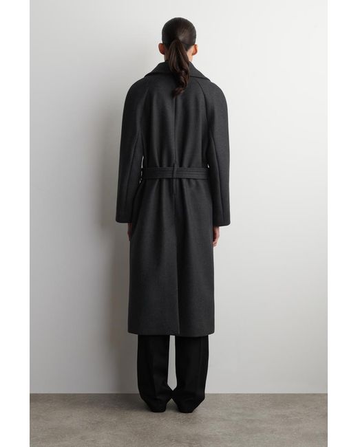 COS Black Tailored Belted Wool-Twill Coat