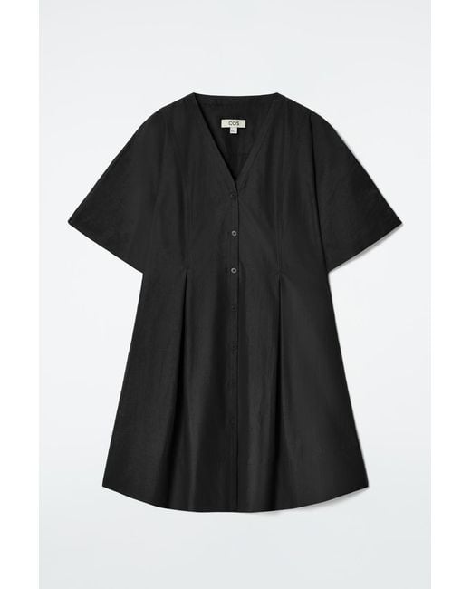 COS Black Pleated A-Line Mini Dress