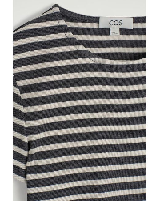 COS Black Shrunken Slim Ribbed T-Shirt