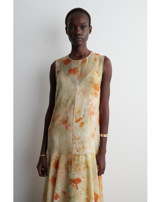 COS Sheer Floral-Print Maxi Dress in Natural | Lyst