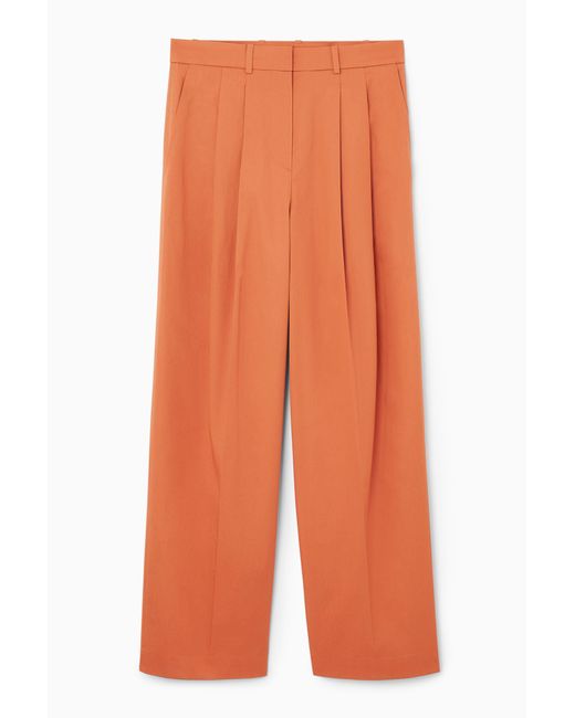 COS Orange Wide-leg Tailored Twill Pants
