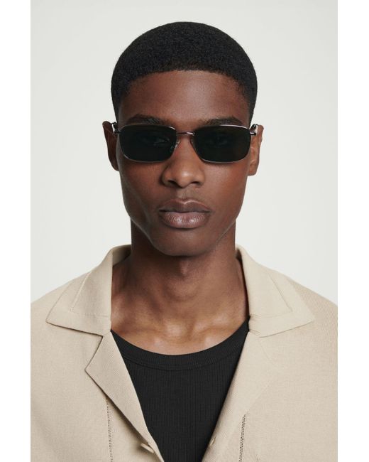 COS Green Rectangle Wire-Frame Sunglasses for men