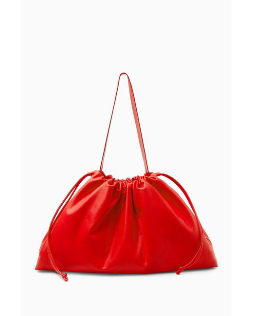 COS Red Cavatelli Oversized Clutch - Leather