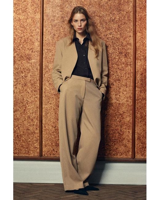 COS Natural Collarless Wool-Twill Blazer