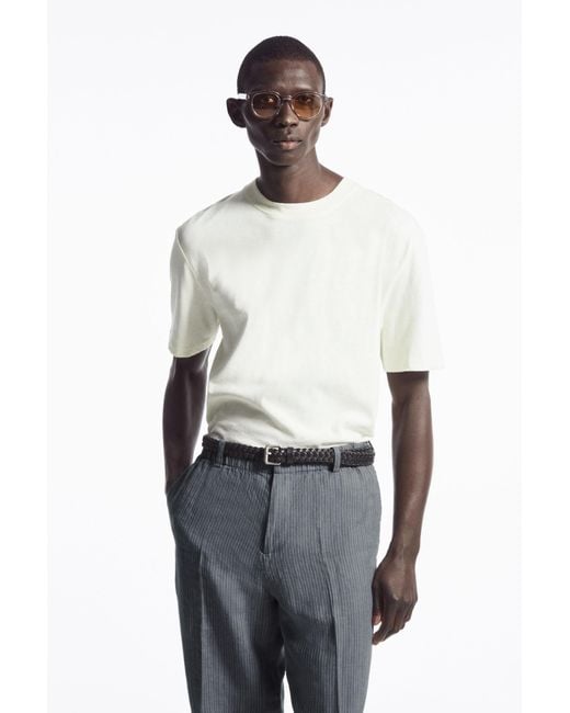 COS White Short-sleeve Cotton-blend T-shirt for men