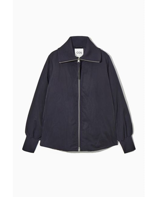COS Blue Ribbed-collar Puffer Jacket