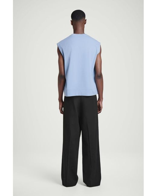 COS Blue Relaxed Cotton-Crepe Tank Top for men