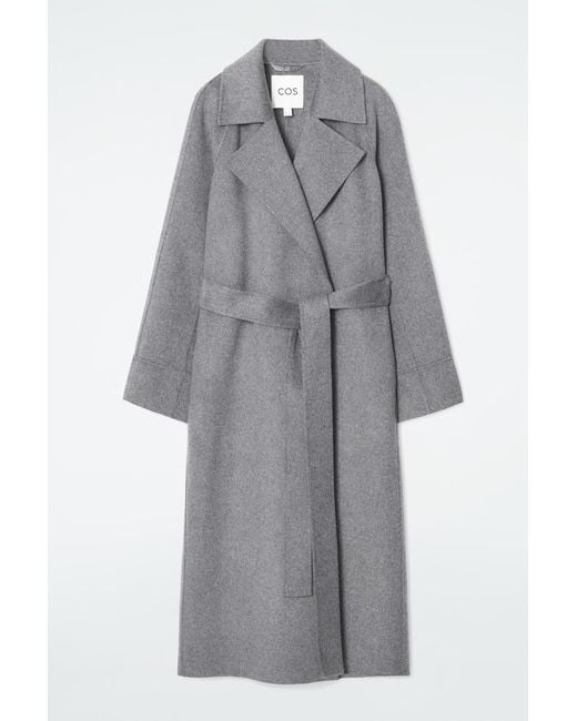 COS Gray Belted Double-faced Wool Coat