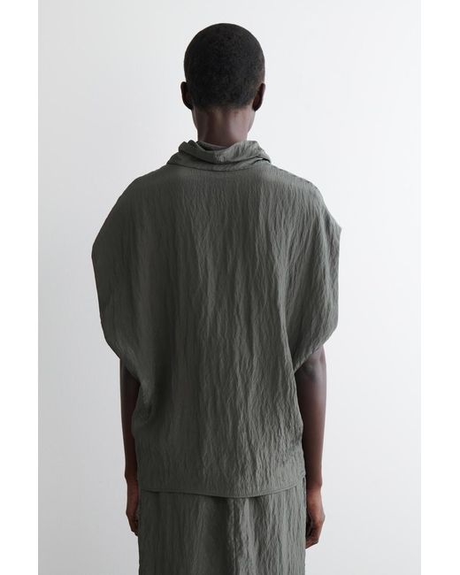 COS Gray Crinkled-Satin Top