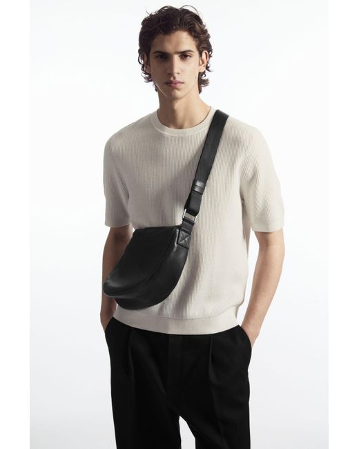 COS White Textured Knitted T-shirt for men