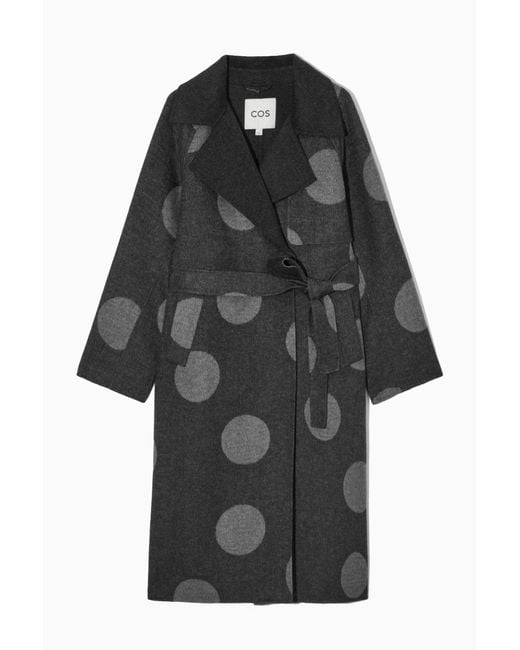 COS Black Oversized Polka-dot Wool Coat