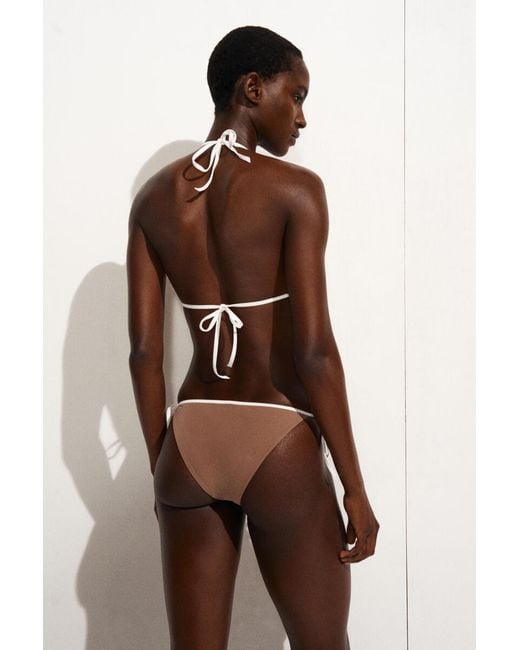 COS Brown Contrast-Trimmed Triangle Bikini Top