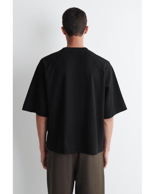 COS Black Oversized Interlock Cotton T-Shirt for men