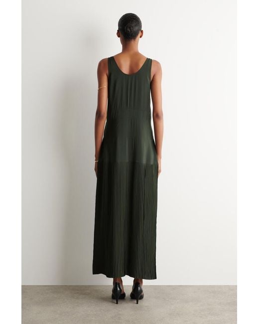 COS Black Gathered Pleated V-Neck Maxi Dress