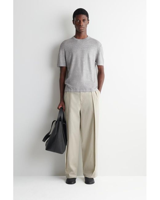 COS Gray Knitted Linen T-Shirt for men
