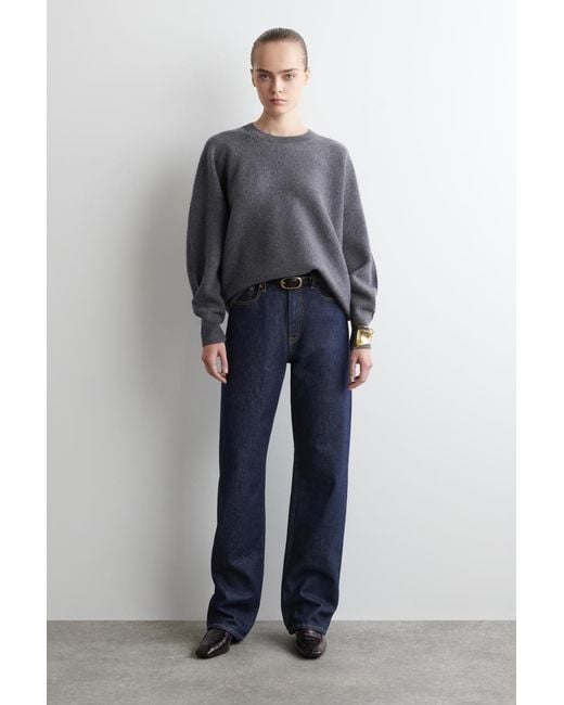 COS Gray Rounded Double-Faced Wool Sweater