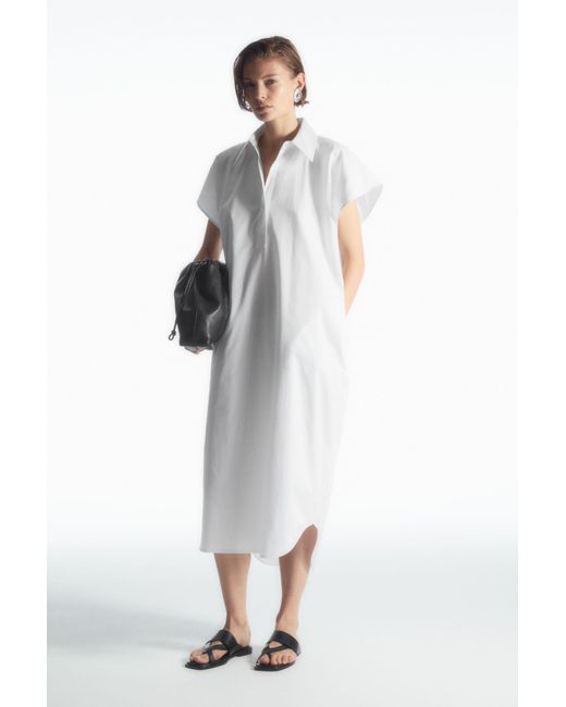 COS White Oversized Midi Shirt Dress
