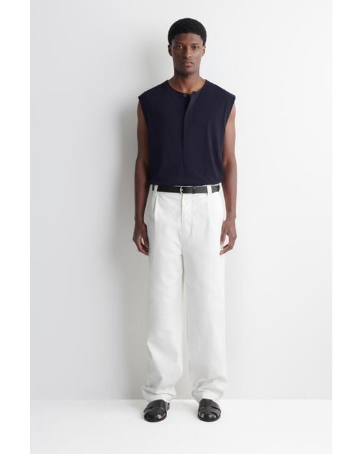 COS Blue Cotton Henley Tank Top for men