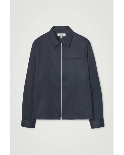 COS Regular Zipped Twill Overshirt in Blue for Men | Lyst