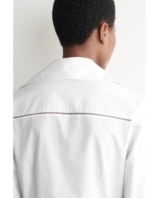 COS White Embroidered Pima Cotton Midi Dress
