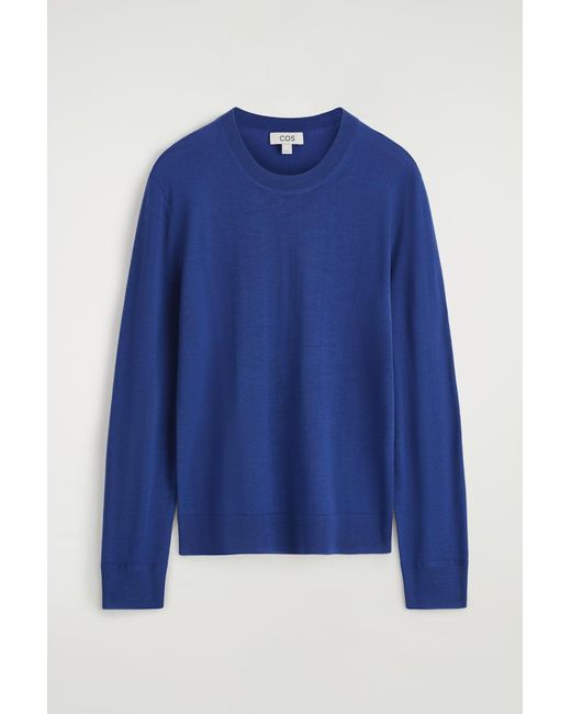 COS Blue Slim Merino Wool Crew-Neck Sweater for men
