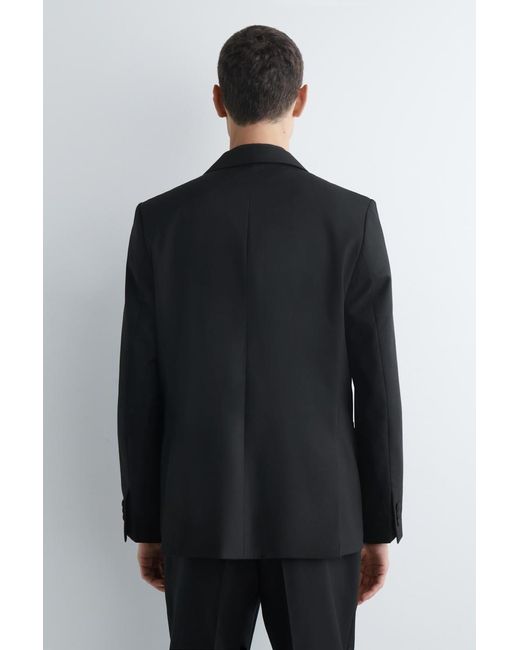 COS Black Satin-Collar Wool Blazer for men