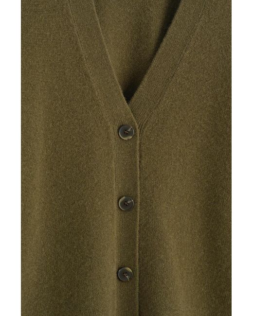 COS Green Cashmere V-Neck Cardigan