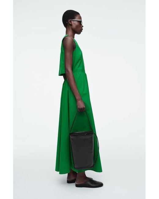 COS Green Open-back Cotton Midi Dress
