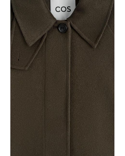 COS Brown Mock-Neck Double-Faced Wool Short Coat