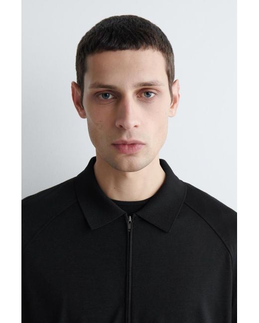 COS Black Wool-Jersey Bomber Jacket for men