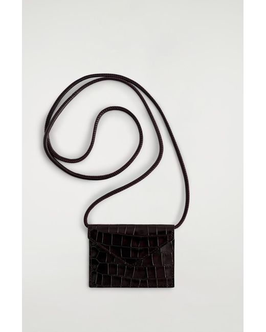 COS Black Croc-Effect Leather Cardholder