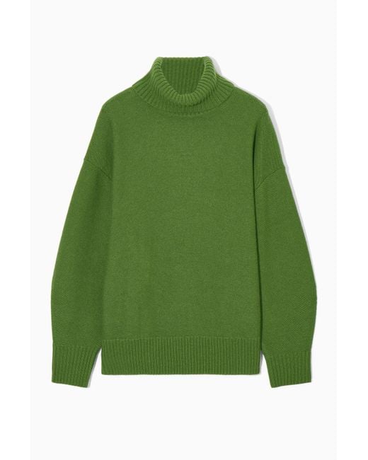 COS Green Oversized Wool Roll-neck Sweater
