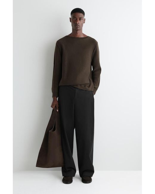 COS Green Wool Boat-Neck Jumper for men