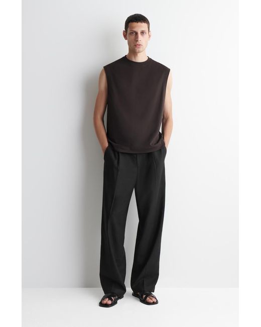 COS Black Relaxed Cotton-Crepe Tank Top for men