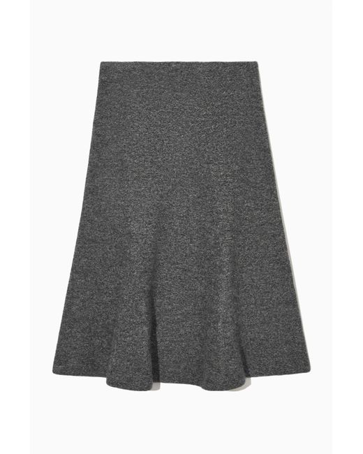 COS Flared Merino Wool Midi Skirt in Gray | Lyst