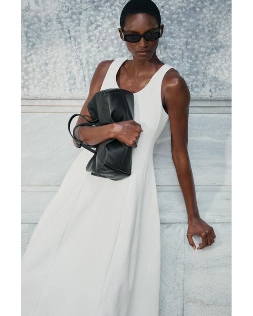 COS White Sculpted Cotton Midi Dress
