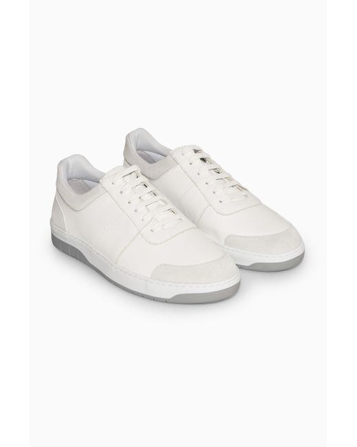 COS Leather And Suede Trainers in White 