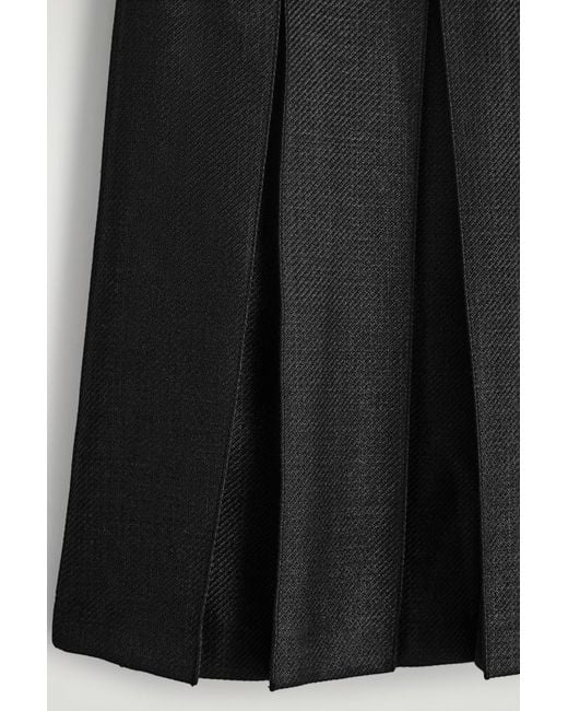 COS Black Pleated Wool-Blend Skirt