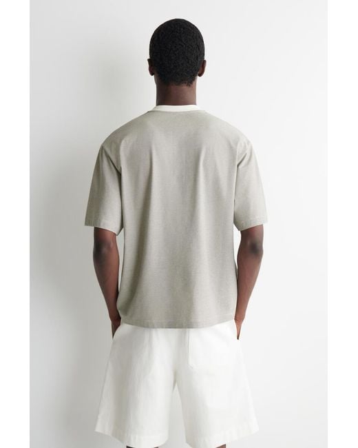 COS Gray Striped Cotton Henley T-Shirt for men