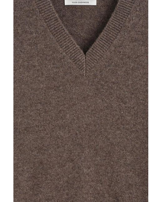 COS Brown Sculpted Cashmere V-Neck Jumper