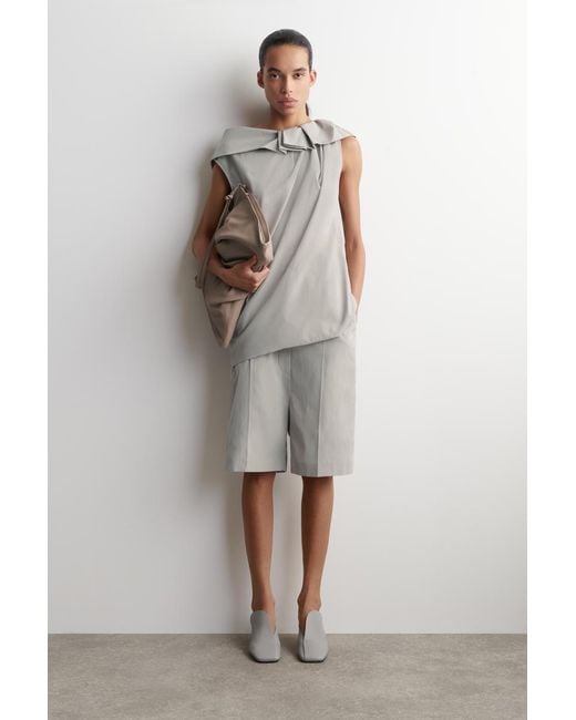 COS Gray Oversized Draped Top
