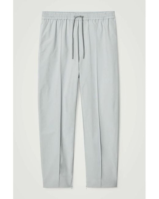 COS Blue Pintucked Tapered Track Pants for men