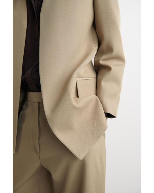 COS Natural Collarless Wool-Twill Blazer