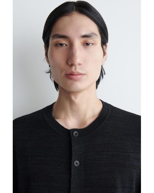 COS Black Bouclé-Knit Short-Sleeved Cardigan for men