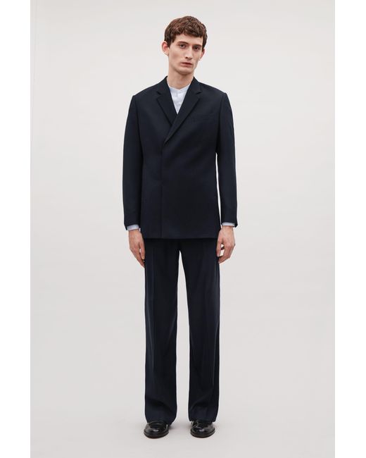 COS Blue Double-breasted Blazer for men